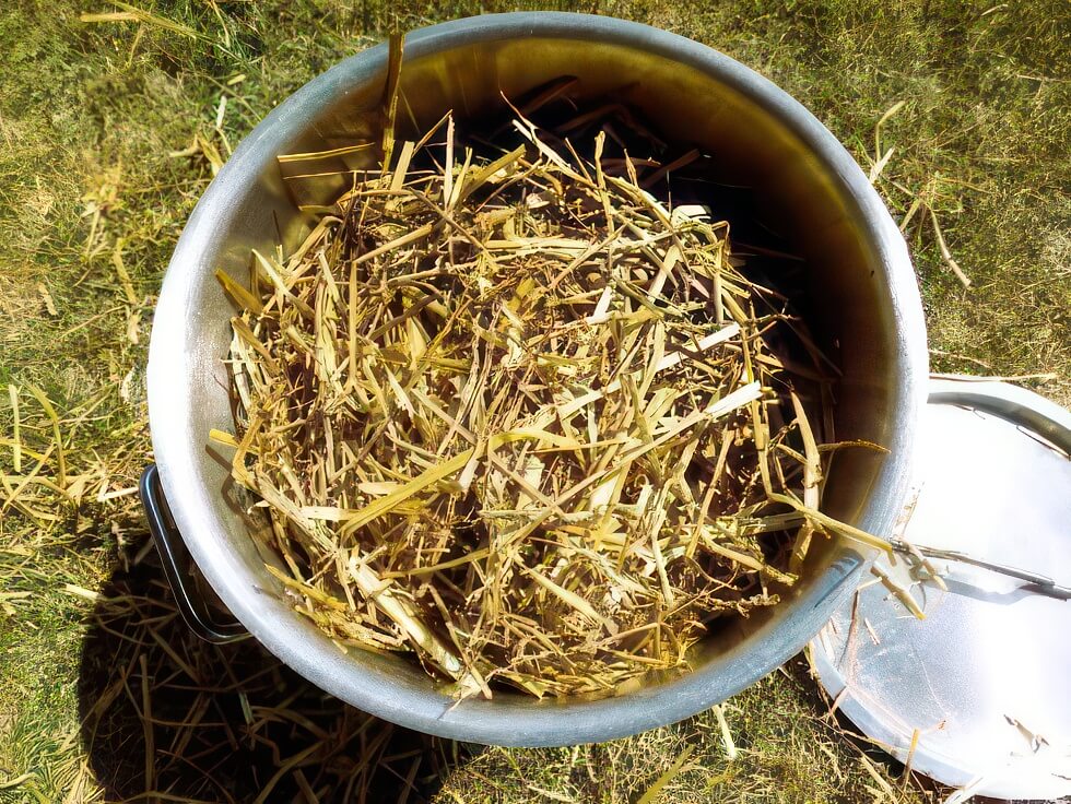 Pot rempli de foin
