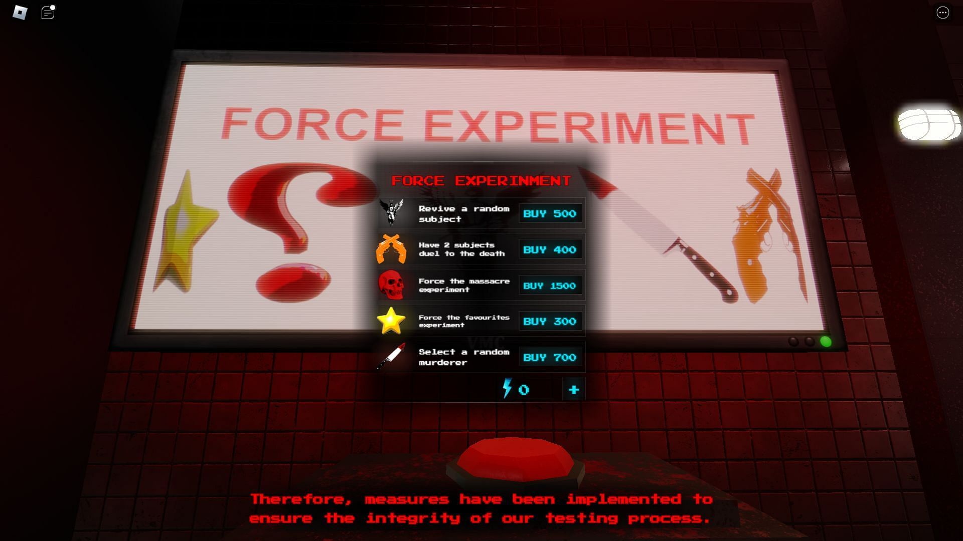 Force Experiments, le système de boost du jeu (Image via Roblox)