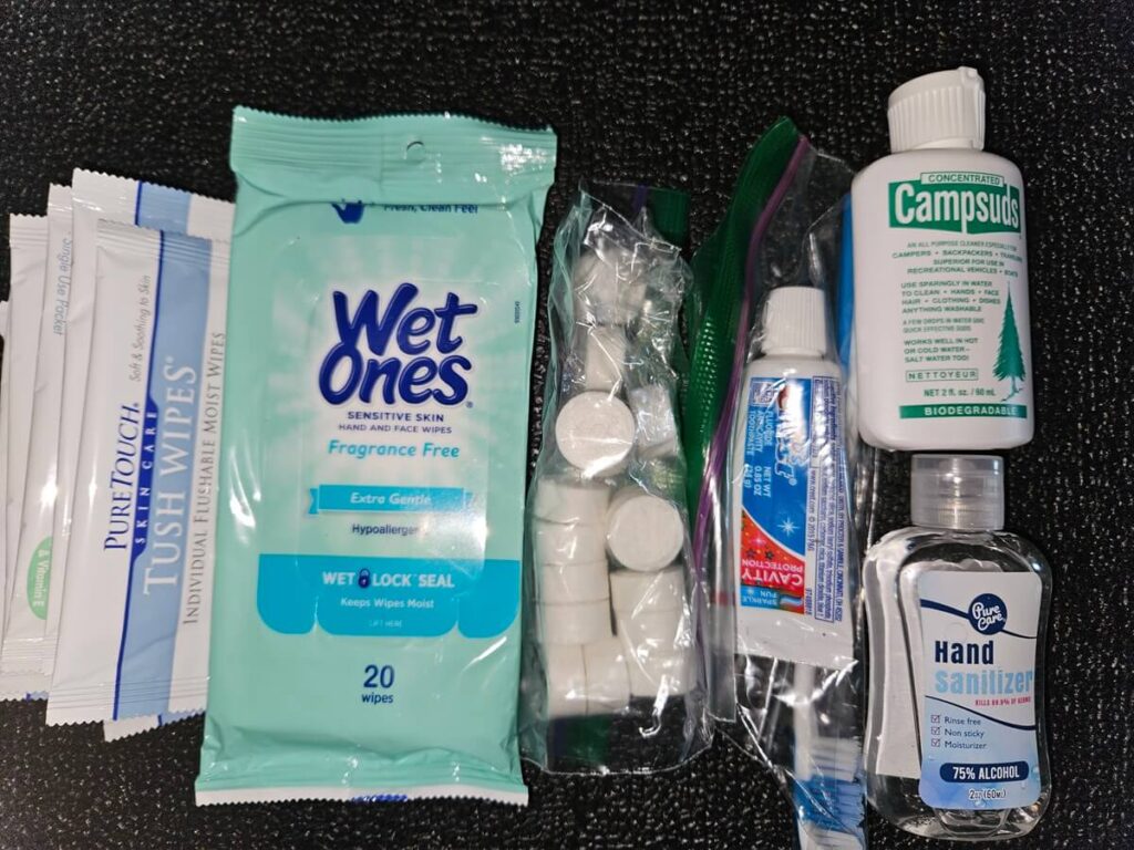 Articles de toilette pour le Bug Out Bag