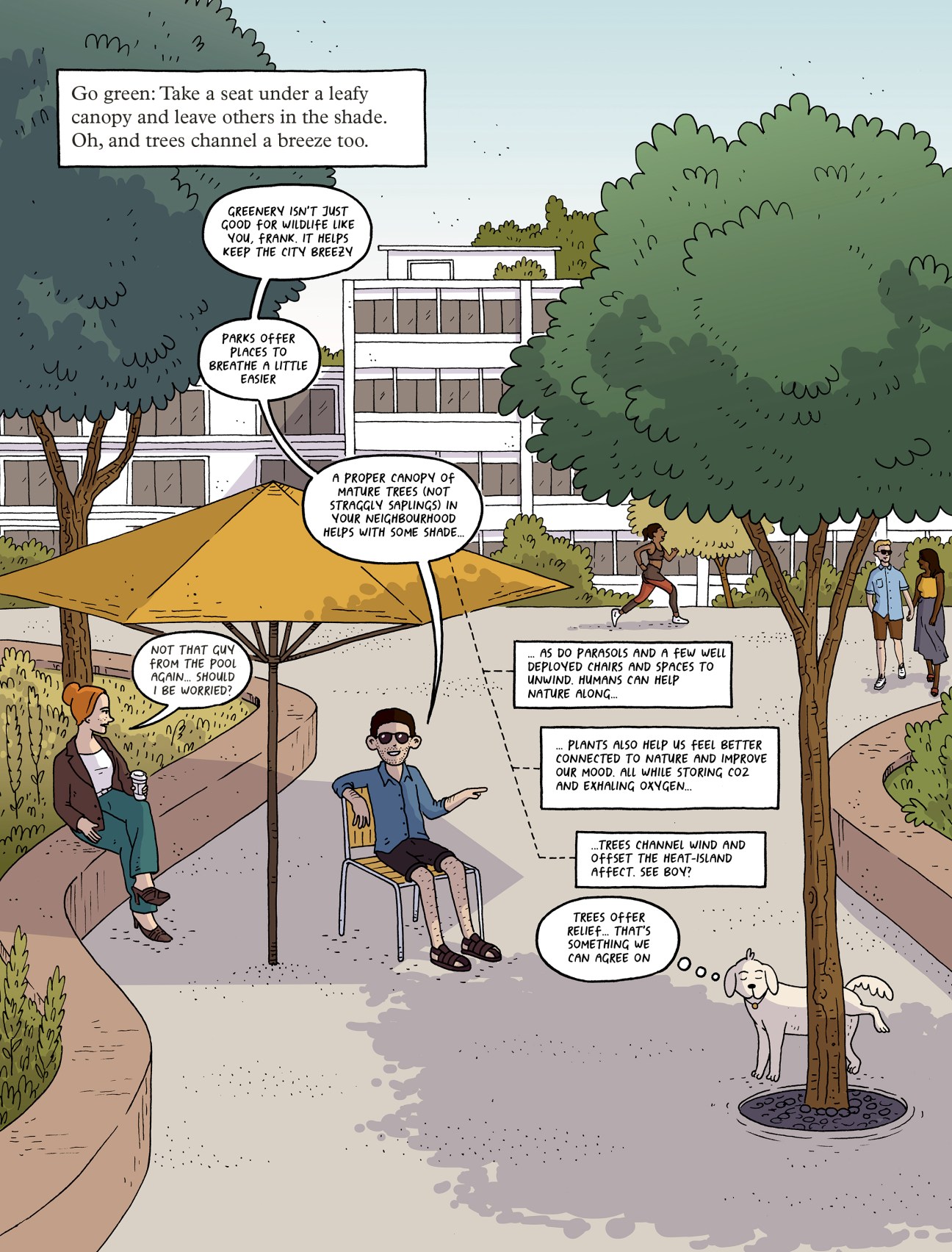 Illustration d’Edo Brenes – stratégies de rafraîchissement passif