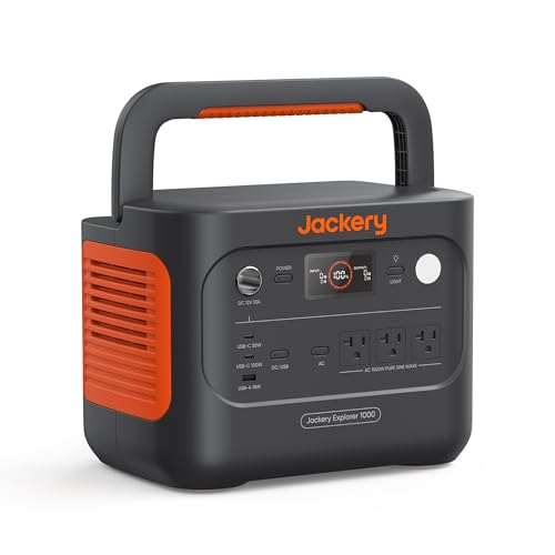 Station d'alimentation portable Jackery Explorer 1000 v2, batterie LiFePO4 de 1070 Wh, sortie CA 1500 W / USB-C 100 W...