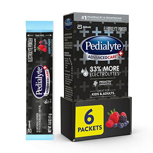 Poudre électrolytique Pedialyte AdvancedCare Plus, contient 33 % d'électrolytes en plus et des prébiotiques PreActiv...