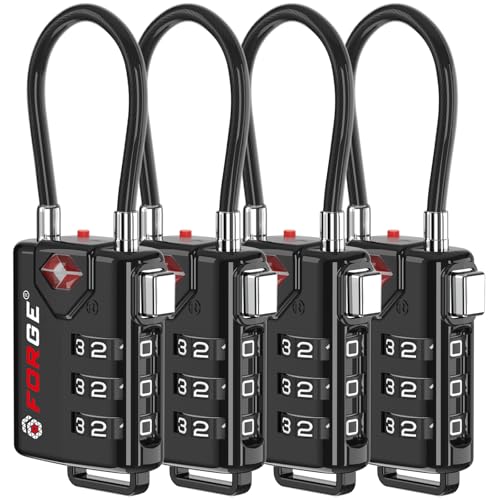 Cadenas à câble pour bagages approuvés par la TSA, combinaison réinitialisable avec corps en alliage