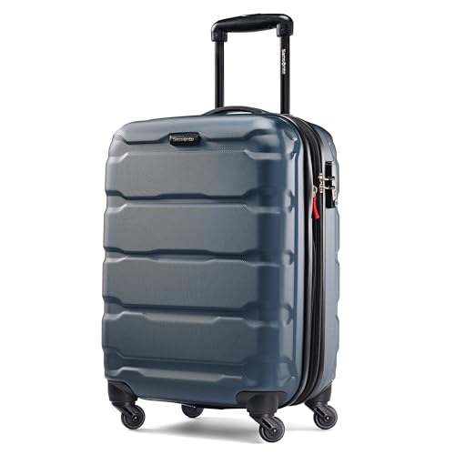 Valise rigide extensible Samsonite Omni PC avec roulettes pivotantes, bleu sarcelle, bagage à main 20 pouces