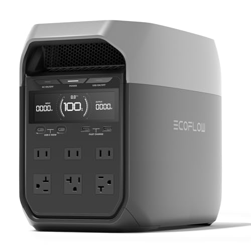 Station d'alimentation portable EF ECOFLOW DELTA 3, batterie LiFePO4 de 1024 Wh, charge complète en 56 min, 1800 W...