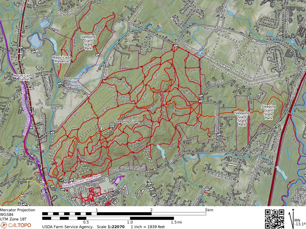 Carte topographique du Sleeping Giant