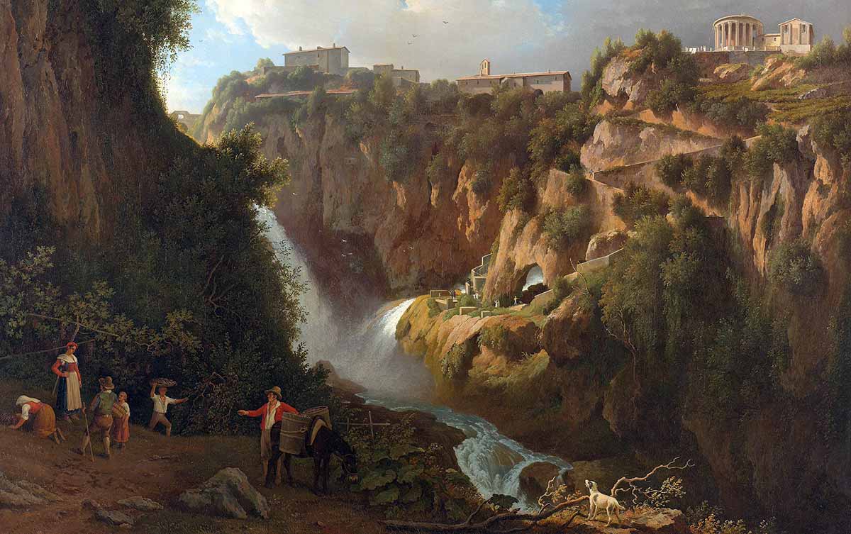 Peinture de Teerlink représentant la cascade de Tivoli